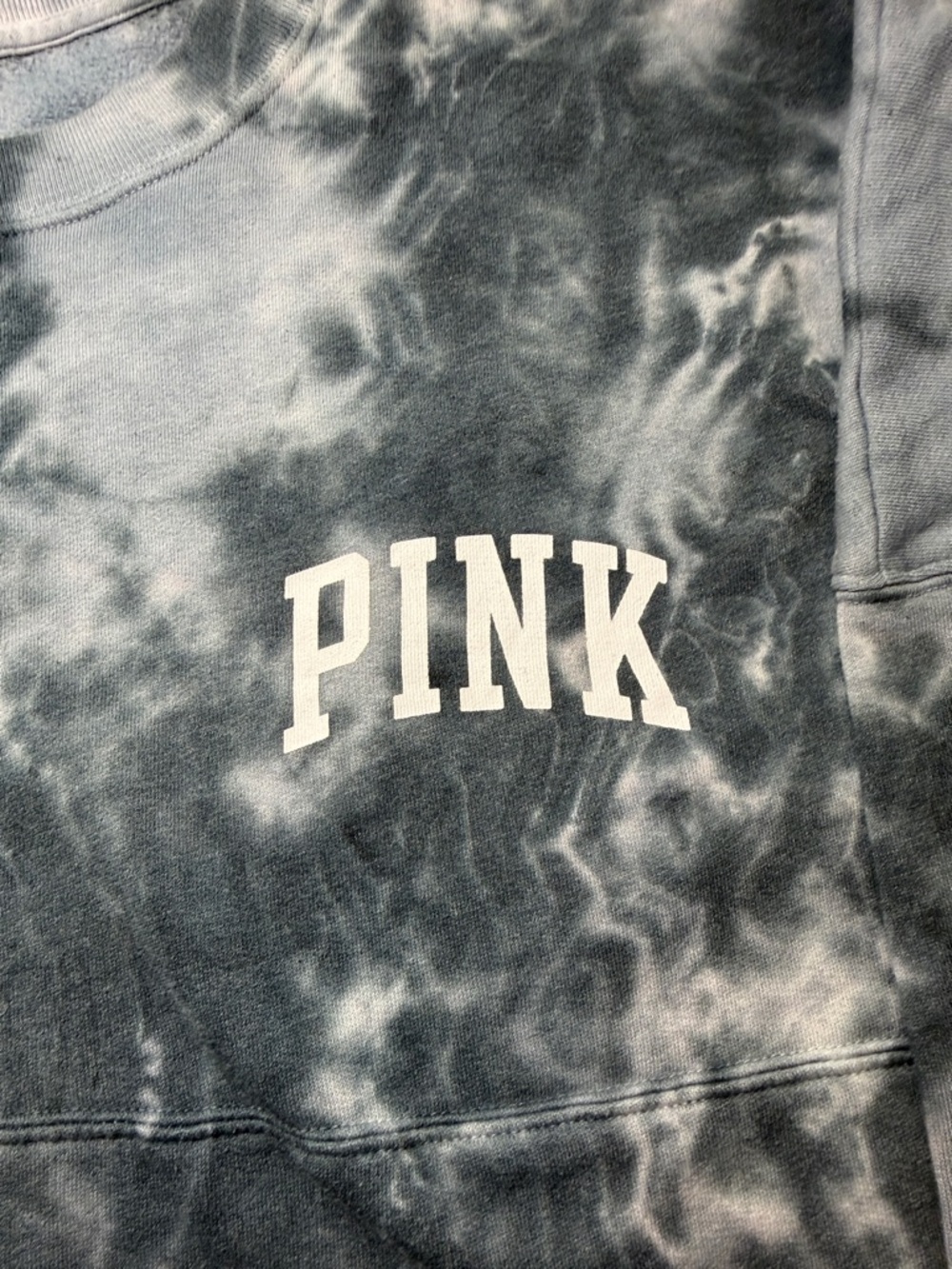 PINK Blue Gray Tie-Dye Crewneck Sweatshirt - Picture 5 of 6